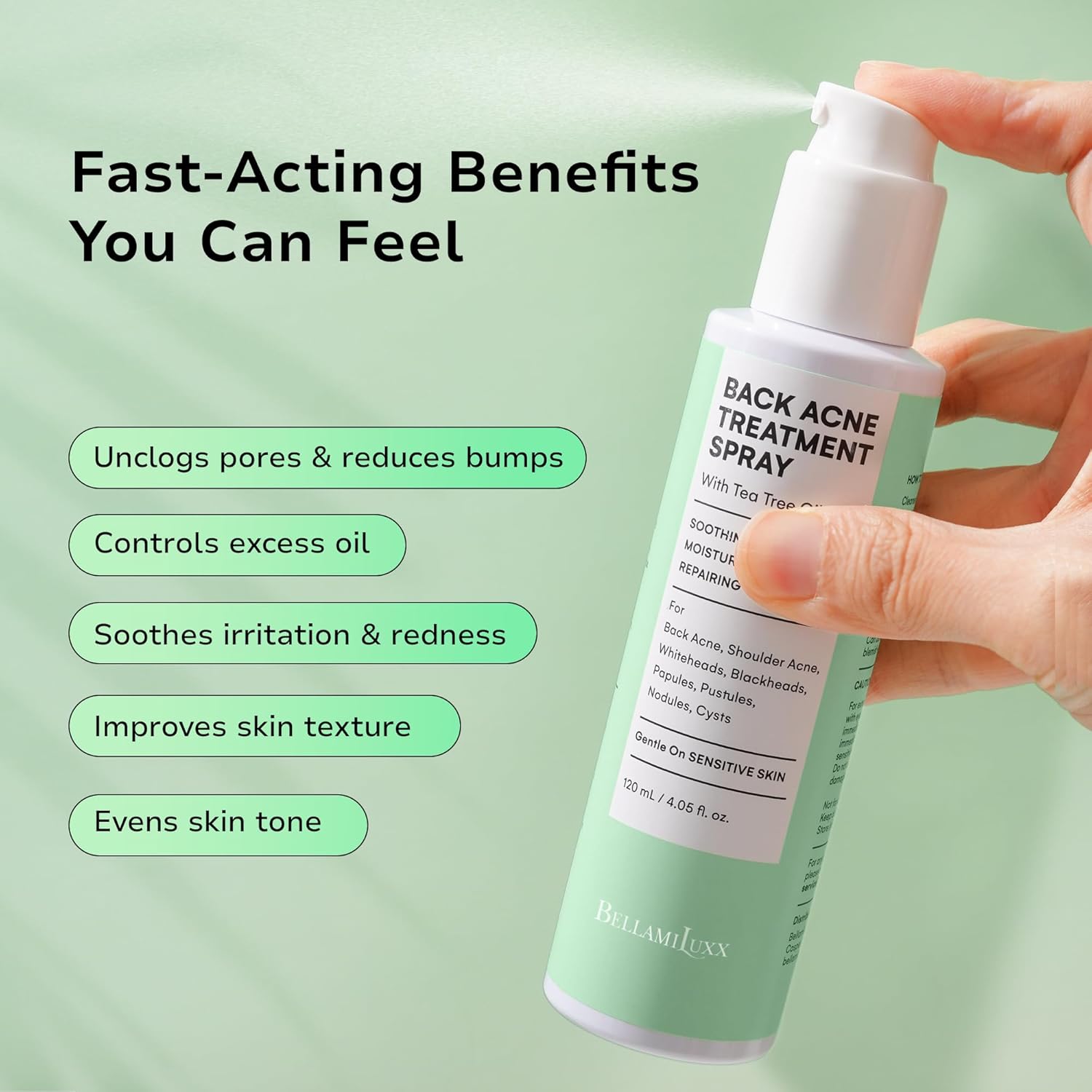 Body Acne Care Set: Butt Acne Treatment Lotion + Back & Body Acne Spray with 2% Salicylic Acid & Tea Tree Oil – Clears Breakouts, Soothes Redness & Prevents Bacne for Men, Women & Teens