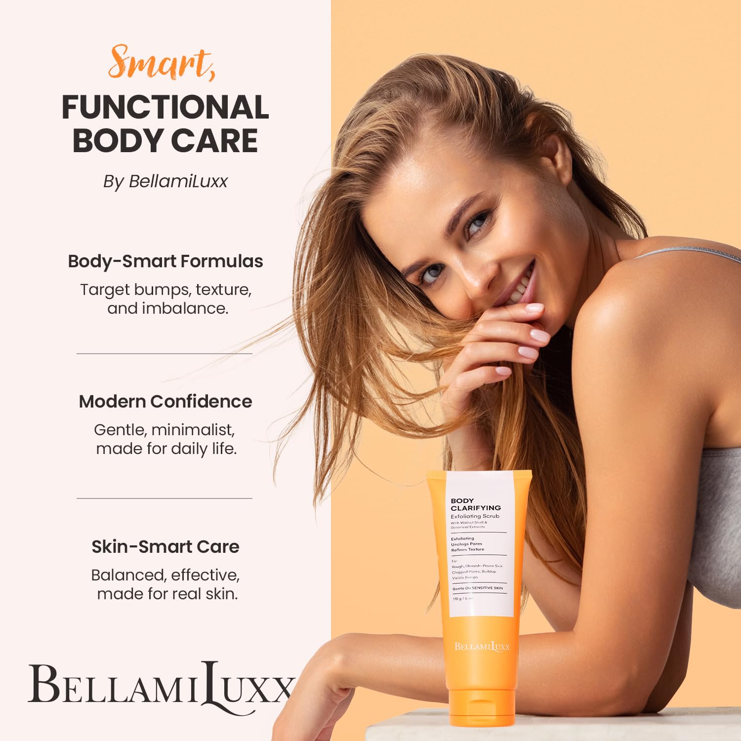 Body Acne Treatment Scrub: Helps Reduce Body Breakouts on Back, Chest, Butt & Thighs - Back Acne Treatment for Men, Women & Teens - Butt Acne Wash with Natural Actives for Smooth Skin