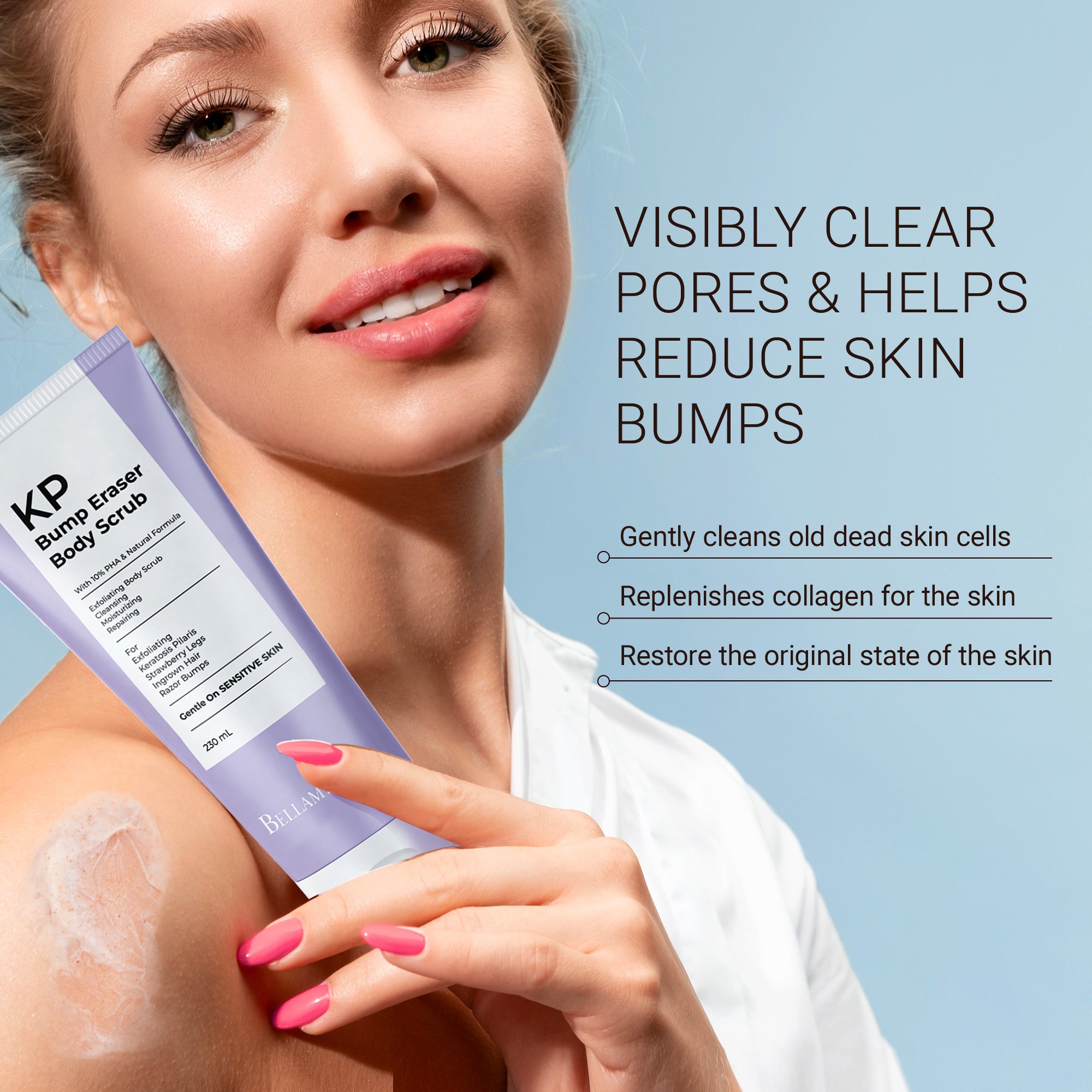 KP Bump Eraser Body Scrub: Exfoliating Keratosis Pilaris, Strawberry Skin Treatment - Smooths Rough, Bumpy, Dry Skin on Arms, Legs, Buttocks - KP Scrub Wash Helps Reduce Ingrown Hair Bumps