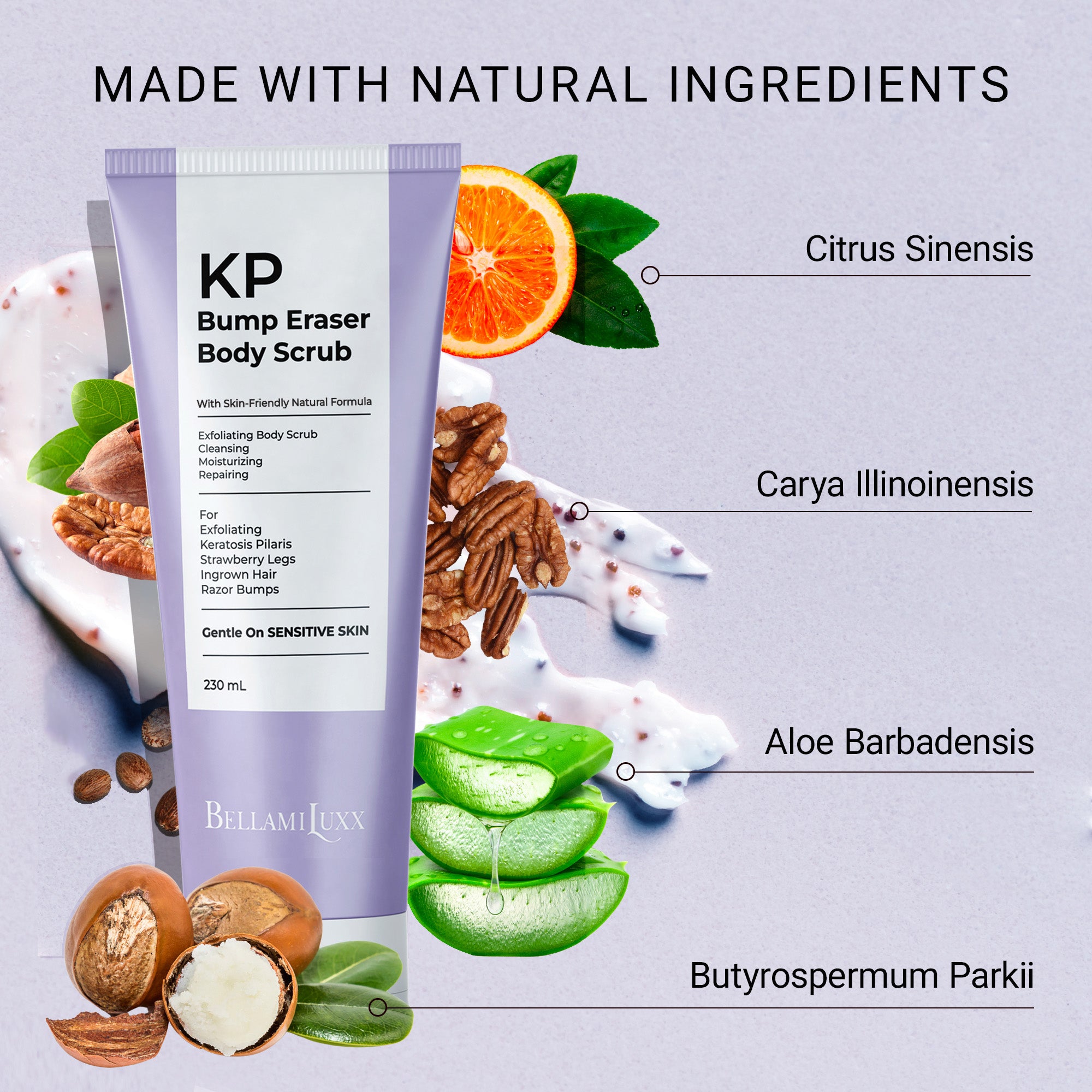 KP Bump Eraser Body Scrub: Exfoliating Keratosis Pilaris, Strawberry Skin Treatment - Smooths Rough, Bumpy, Dry Skin on Arms, Legs, Buttocks - KP Scrub Wash Helps Reduce Ingrown Hair Bumps