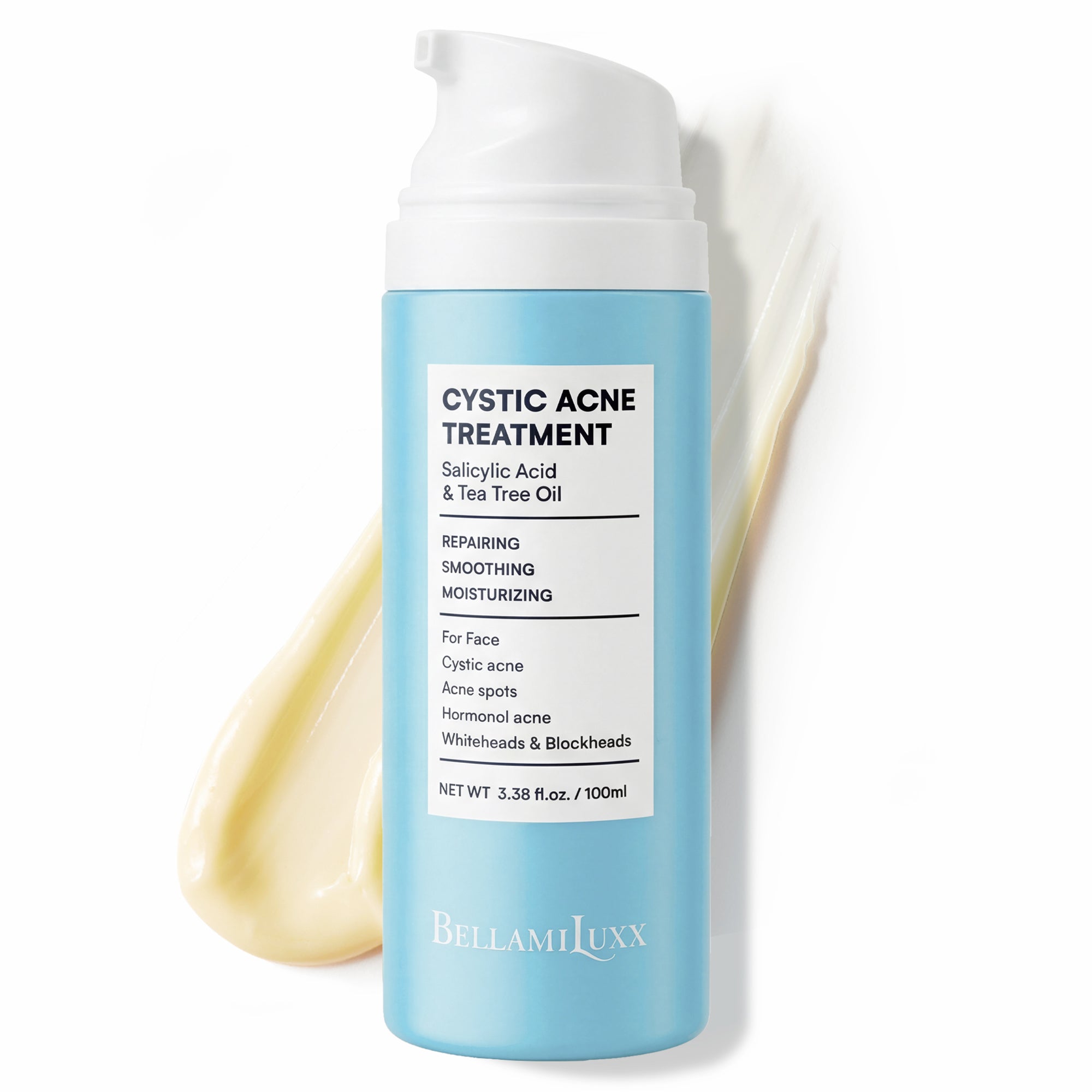 Cystic Acne Treatment for Face: Hormonal Acne Treatment Cream for Teens & Adults - Salicylic Acid & Tea Tree Oil Pimple Spot Remover - Anti-Acne Moisturizer Reduces Redness, Blemishes